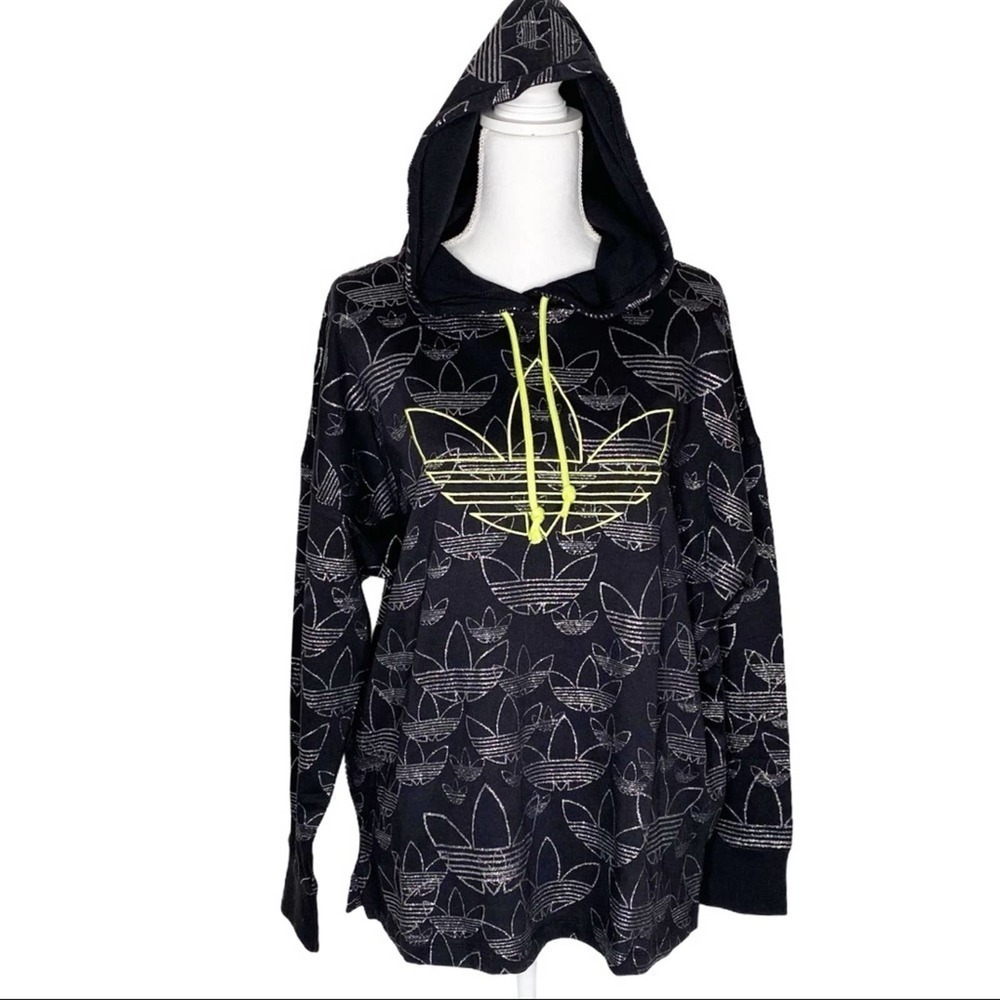 Adidas trefoil all over print hoodie medium